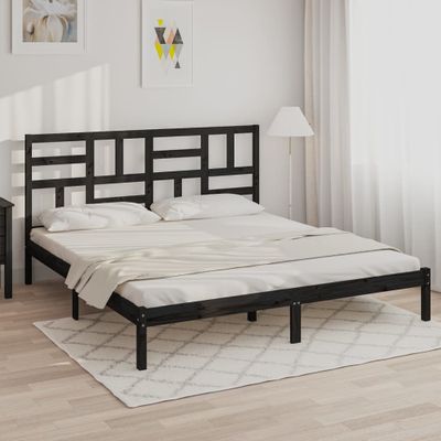 vidaXL Posteľný rám, čierny, drevený masív 180x200 cm, Super King