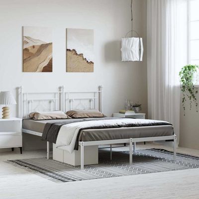 vidaXL Kovový rám postele s čelom biely 193x203 cm