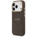 Puzdro Guess pre iPhone 17 Pro HC MAGSAFE PU S/ PEONIA HOT STAMP hnedé