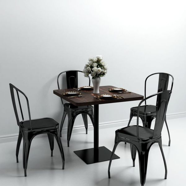 vidaXL Bistro stolík, MDF a oceľ, štvorcový, 80x80x75 cm, tmavý popolový