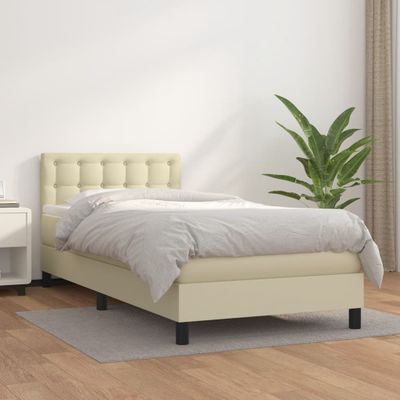 vidaXL Boxspring posteľ s matracom krémová 90x200 cm umelá koža