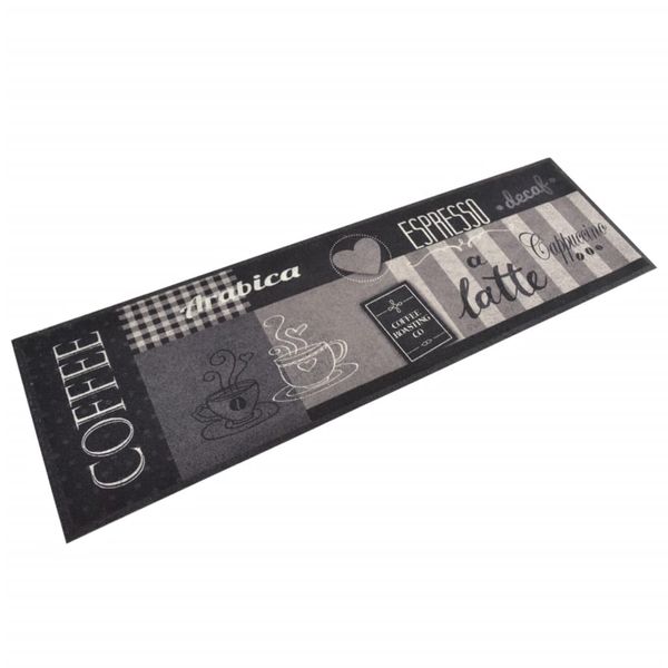 vidaXL Kuchynský koberec umývateľný Coffee čierny 45x150 cm zamat