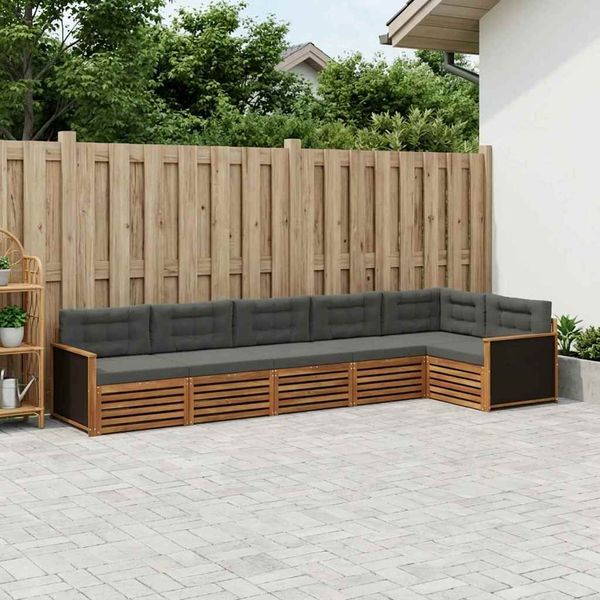 vidaXL Záhradná súprava gaučov 6 pcs Prírodná a antracitová