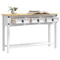 vidaXL Koncový stôl so zásuvkou Corona Biela 114 x 34,5 x 73 cm