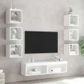 vidaXL 8-dielne TV nástenné skrinky s LED biele kompozitné drevo