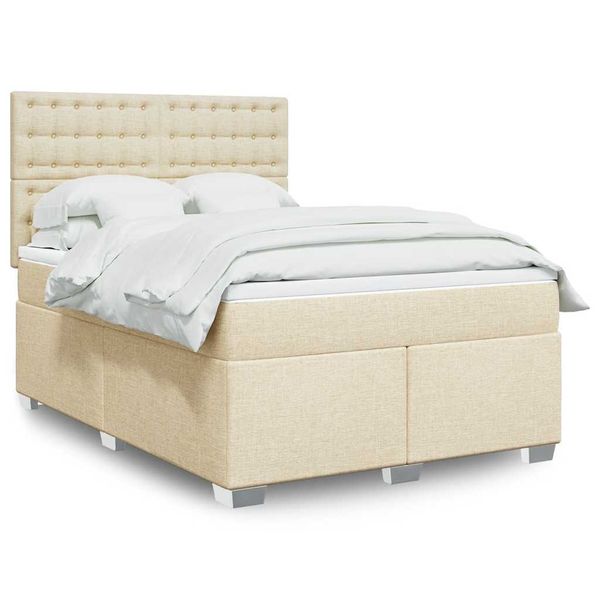 vidaXL Boxspring posteľ s matracom krémový 140x190 cm látka