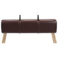 vidaXL lavička Tmavohnedá 110 x 30 x 45 cm Skutočná koža