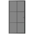 vidaXL Vnútorné dvere 102,5x201,5 cm čierne ESG sklo a hliník