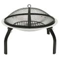 vidaXL 2 v 1 ohnisko s grilom a kutáčom 56x56x49 cm nehrdzavejúca oceľ