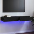 vidaXL TV skrinka s LED svetlami lesklá čierna 120x35x15,5 cm