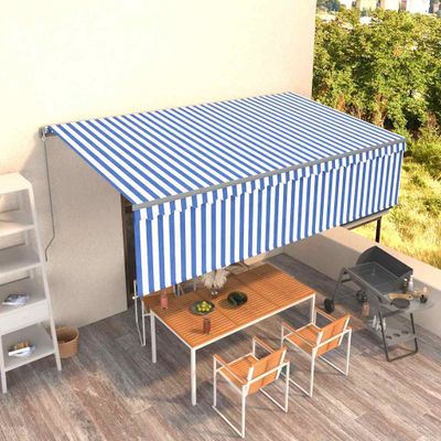 vidaXL Ručne zaťahovacia markíza s tienidlom 5x3 m modro-biela