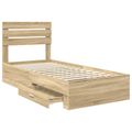 vidaXL Rám postele Sonoma dub a striebro 75 x 190 cm Kompozitné drevo