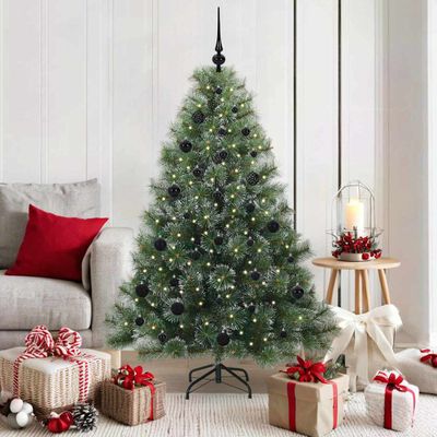 vidaXL Umelý vianočný stromček s 150 LED-i Zelená 150 cm PE a PVC