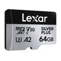 Sada 2 pamäťových kariet Lexar High-Performance Silver Plus microSDXC 2x64 GB + adaptér