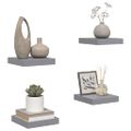 vidaXL Plávajúce nástenné police 4 ks, sivé 23x23,5x3,8 cm, MDF