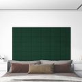 vidaXL Nástenné panely 12 ks tmavozelené 30x15 cm látkové 0,54 m²