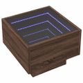 vidaXL Bočný stolík s LED hnedý dub 40x40x30 cm kompozitné drevo