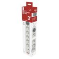 Predlžovací kábel EMOS P1513FC / 3 m / 5 zásuviek / s vypínačom / bielo-sedý / 1×USB-A + 1×USB-C / 1,5 mm2