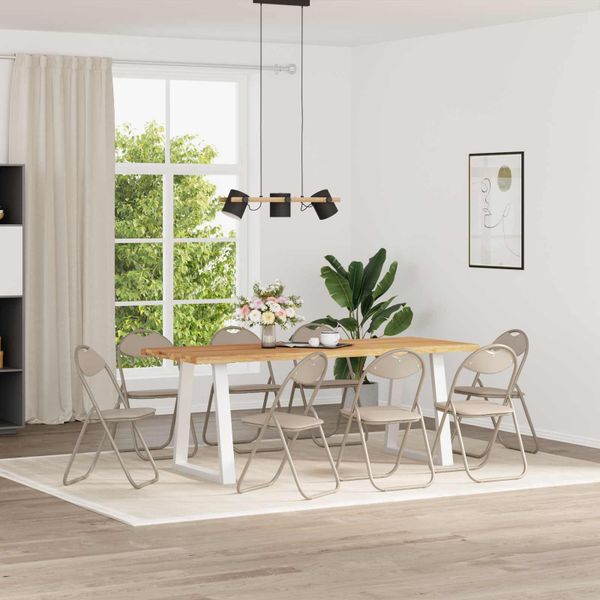 vidaXL Skladacia stolička 8 pcs Piesková 48 x 43,5 x 81 cm Umelá koža