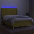 vidaXL Posteľ boxsping s matracom a LED zelená 140x190 cm látka