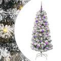 vidaXL Umelý Sklápací Vianočný Stromček 150 LED Zelená a biela 150 cm