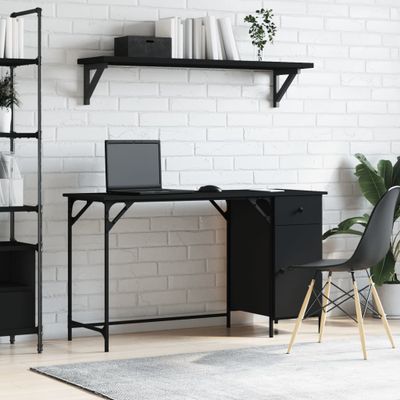 vidaXL Počítačový stôl čierny 131x48x75 cm kompozitné drevo