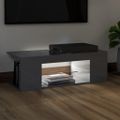 vidaXL TV skrinka s LED svetlami lesklá sivá 90x39x30 cm