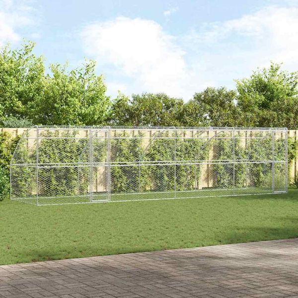 vidaXL Psí kennel 4 pcs Strieborná 8 x 2 x 2 m Pozinkovaná oceľ