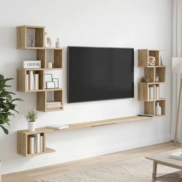 vidaXL Nástenná polica na TV Dub sonoma 200 x 15 x 94 cm