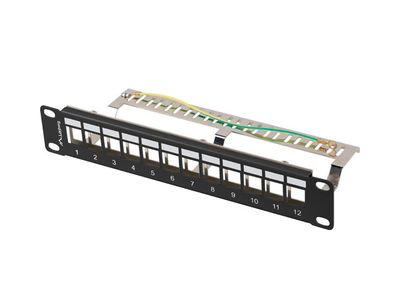 Lanberg patch panel 12 portov 1U 19'' ftp pro moduly keystone čierny V2
