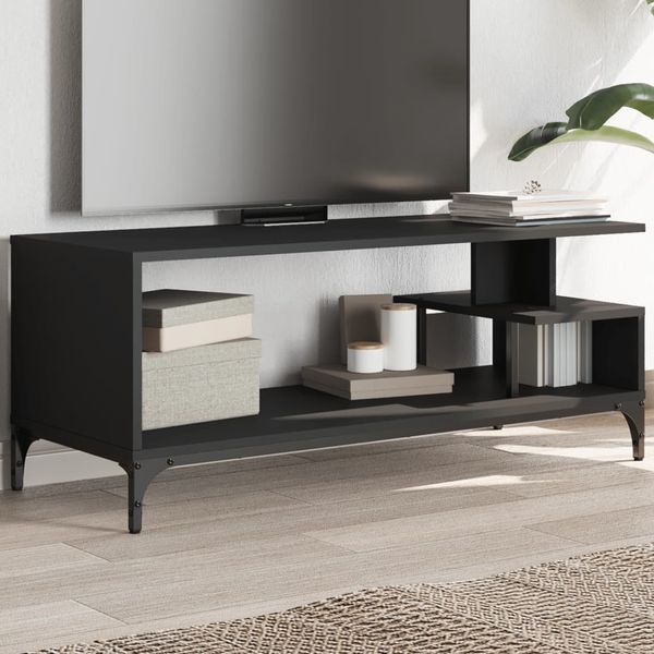 vidaXL TV skrinka čierna 102x40x41 cm kompozitné drevo práškovaná oceľ
