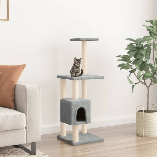 vidaXL Škrabadlo pre mačky so sisalovými stĺpikmi bledosivé 104 cm