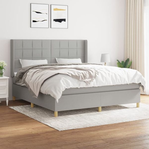 vidaXL Boxspring posteľ s matracom bledosivá 180x200 cm látka