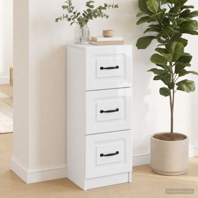vidaXL Zásuvkový kabinet Biela s vysokým leskom 33 x 34,5 x 87 cm