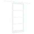 vidaXL Posuvné dvere 93 x 202 cm Masívne borovicové drevo a sklo Biela