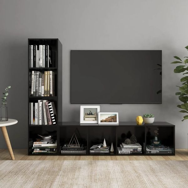 vidaXL TV skrinky 2 ks čierne 142,5x35x36,5 cm drevotrieska