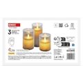 LED dekorácia – 3x vosková sviečka v skle, 6x AA, teplá biela, časovač