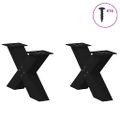 vidaXL Nohy konferenčného stolíka v tvare X, 2 ks, čierne, 50 x (30-31) cm, oceľové