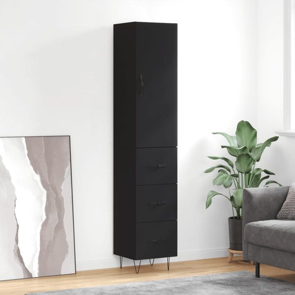 vidaXL Vysoká skrinka čierna 34,5x34x180 cm spracované drevo