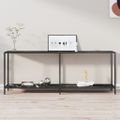 vidaXL Konzolový stolík čierny 200x35x75,5 cm tvrdené sklo