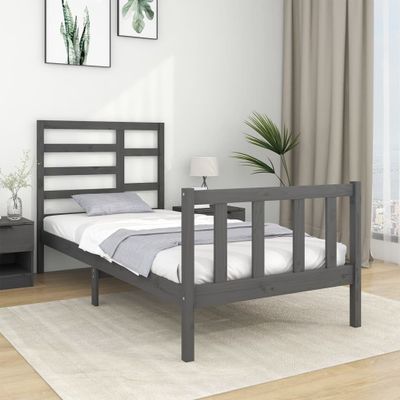 vidaXL Posteľný rám, sivý drevený masív 75x190 cm malé jednolôžko