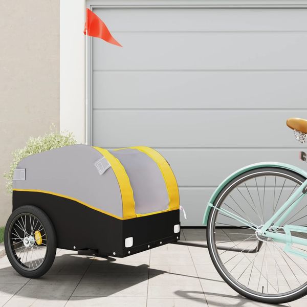 vidaXL Vozík za bicykel, čierno žltý 45 kg, železo