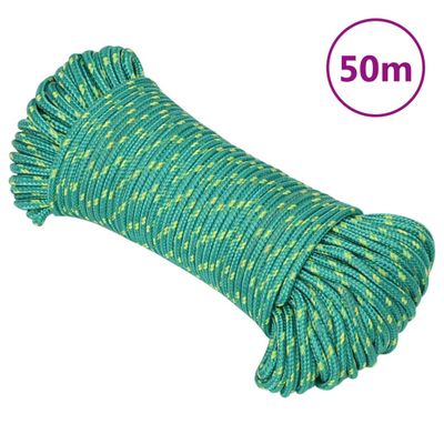 vidaXL Lodné lano zelené 5 mm 50 m polypropylén
