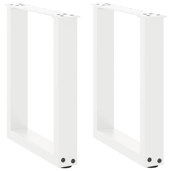 vidaXL Nohy konferenčného stolíka v tvare U, 2 ks, biele, 38 x (42-43) cm, oceľové