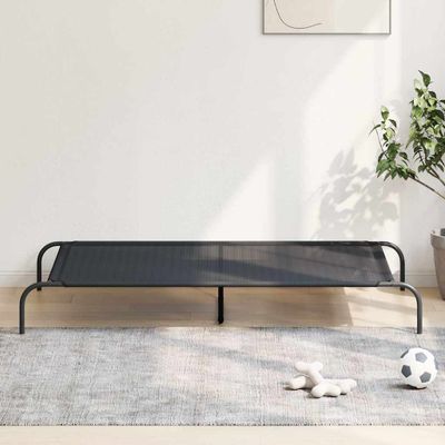 vidaXL Vyvýšená posteľ pre psa Čierna 150x90x20 cm Textil a oceľ