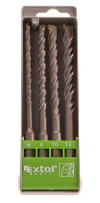 Vrtáky SDS PLUS příklepové do betonu, sada 4ks, Ř6-8-10-12x160mm, SK EXTOL-CRAFT