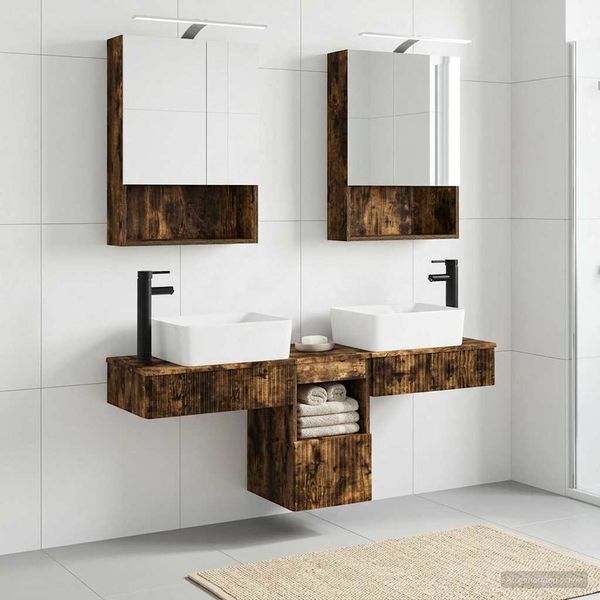 vidaXL Set kabinetov do kúpeľne 5 pcs Dymový dub 50 x 14,5 x 70 cm