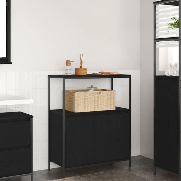 vidaXL Kúpeľňová skrinka s policami dub čierny 76,5x35x95 cm