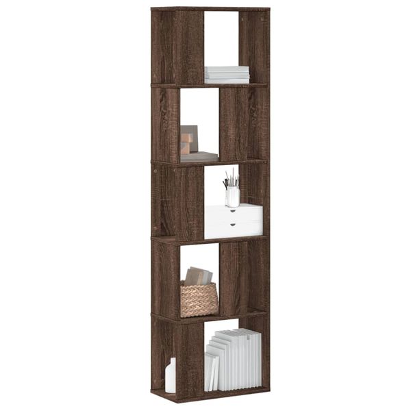 vidaXL Knižnica 5 políc hnedý dub 45x23,5x162,5 cm kompozitné drevo