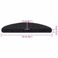 vidaXL Schodové rohože, samolepiace, 10 ks, 56x17x3 cm, čierne, polkruhové